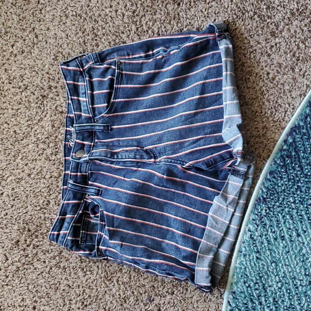 High-rise stripped shorts